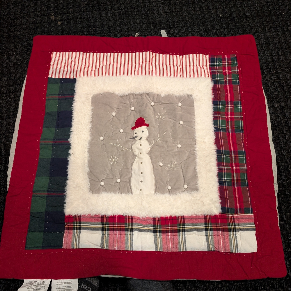 Pottery Barn Classic Christmas Plaid Snowman Pillow Covers